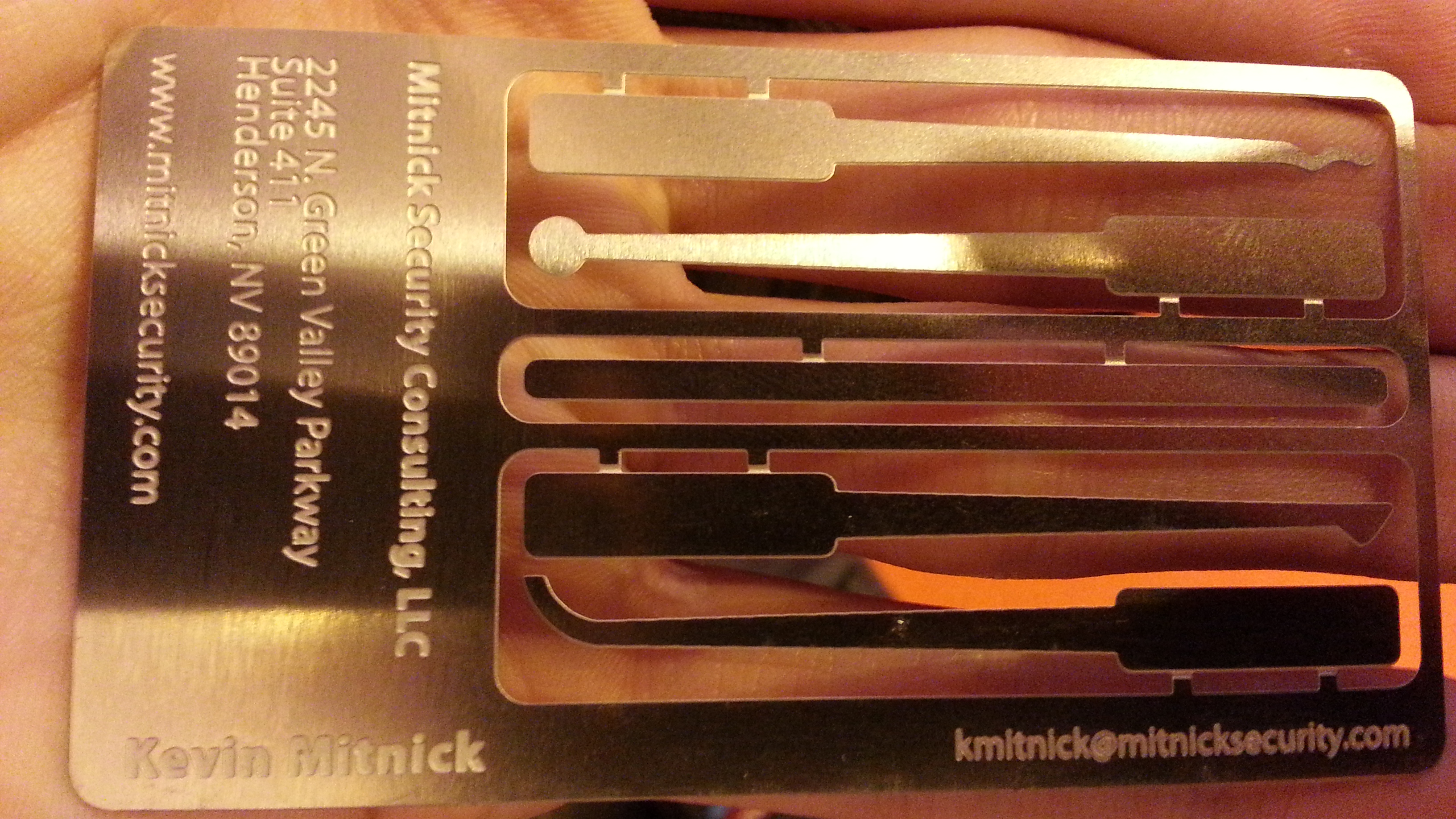 Kevin Mitnick metal business card IP EXPO 2013 London