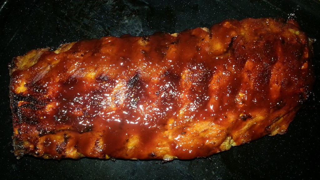 BBQ pork ribs cooked in the oven