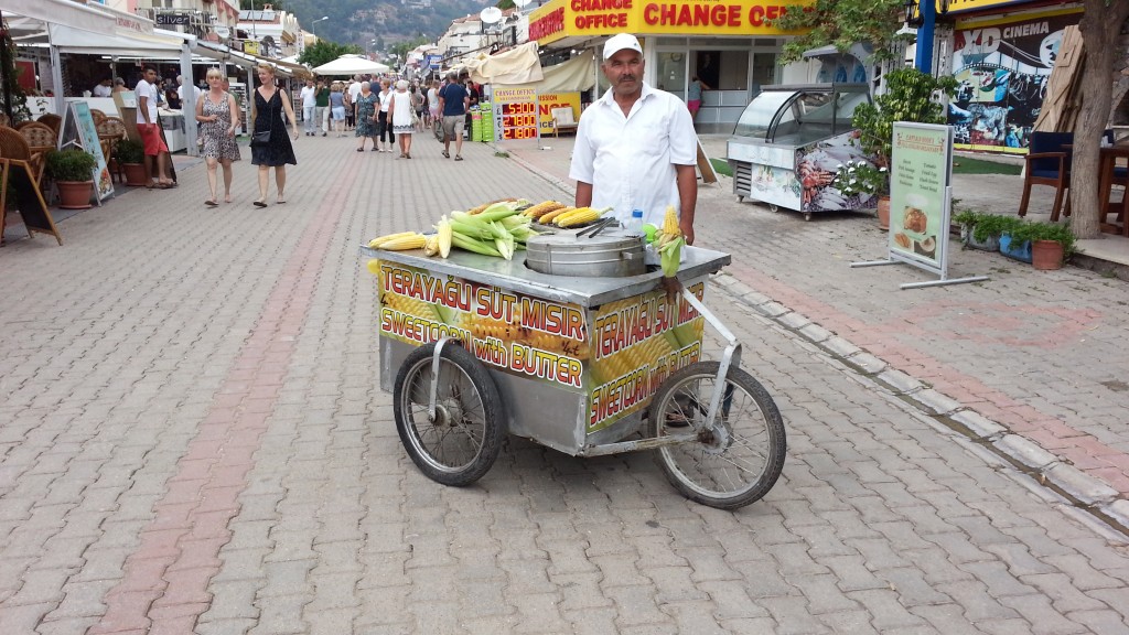 Grilled sweetcorn stand, Oludeniz, Turkey